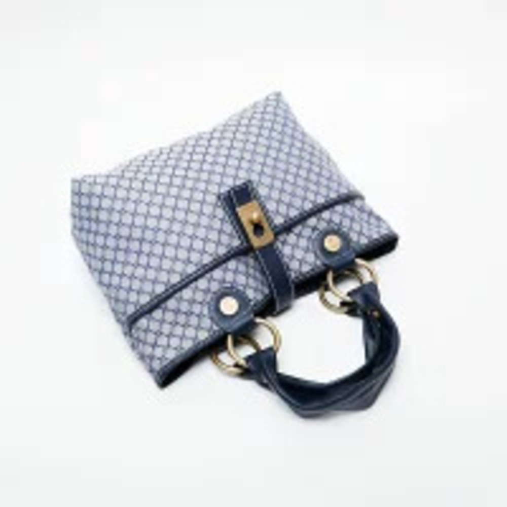Celine Macadam Canvas Handbag Navy Blue - Picture 10 of 13